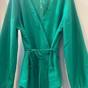 COPY - NWT J. Crew Green Faux Wrap Shirt NOTE SIZE IS 14TALL